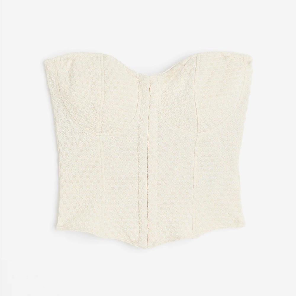 H&M Cream Textured Crop Top